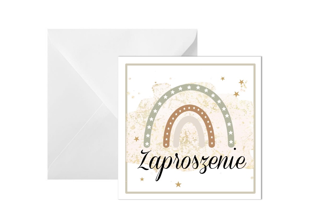 Zaproszenie na urodziny roczek TĘCZA 10 sztuk koperty